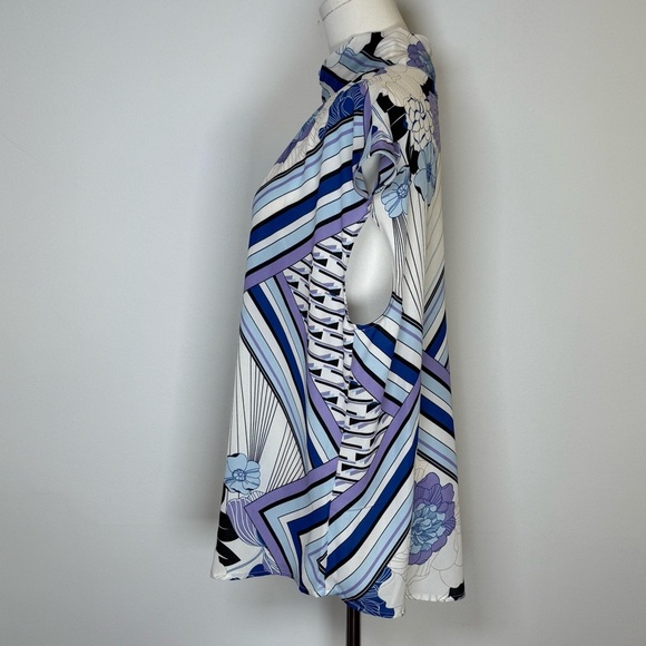 New York & Company High Neck Flutter Sleeve Floral Blouse Women’s Size XL - Picture 3 of 11